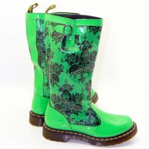 Dr Martens Waterproof Festival Floral Green Slip On Half Calf Size 5